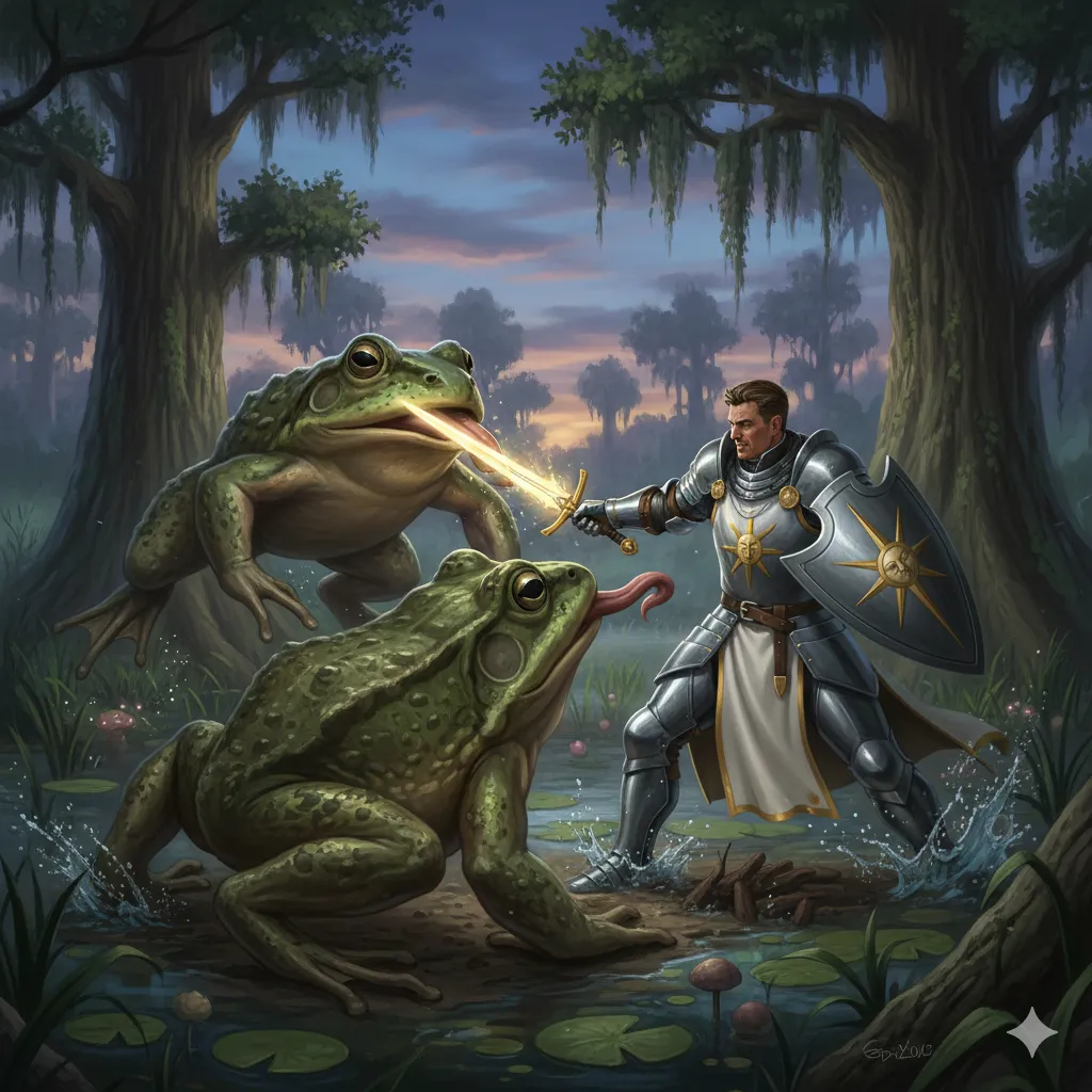 Bancroft fighting giant frogs